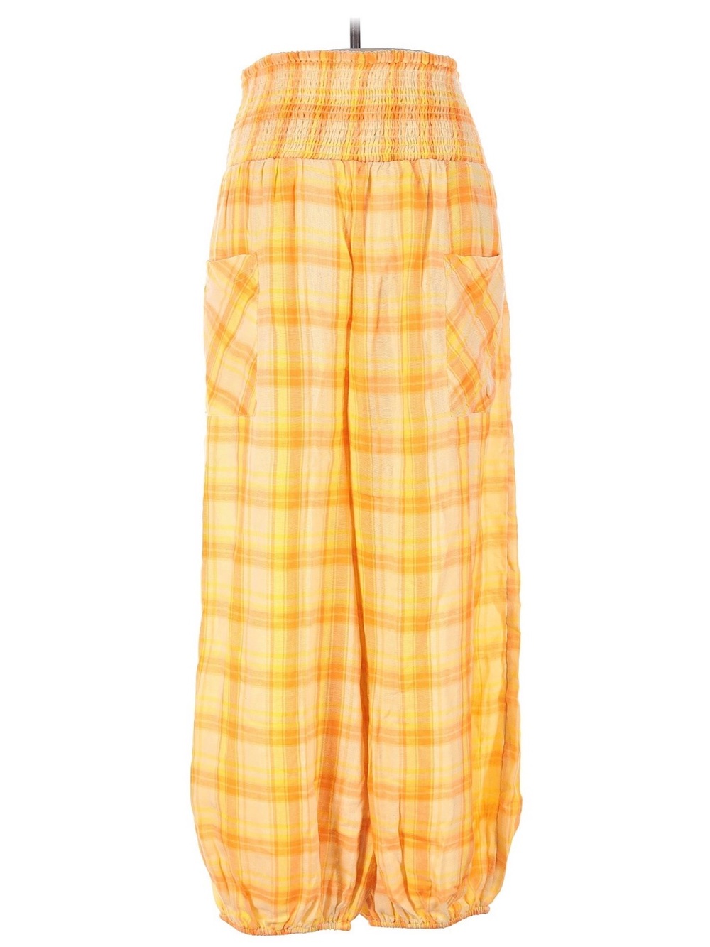 Free People Yellow and Orange Smocked Wide-Leg Pants. Great condition. Size S